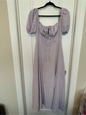 Women Lavender Puff Sleeve Dress